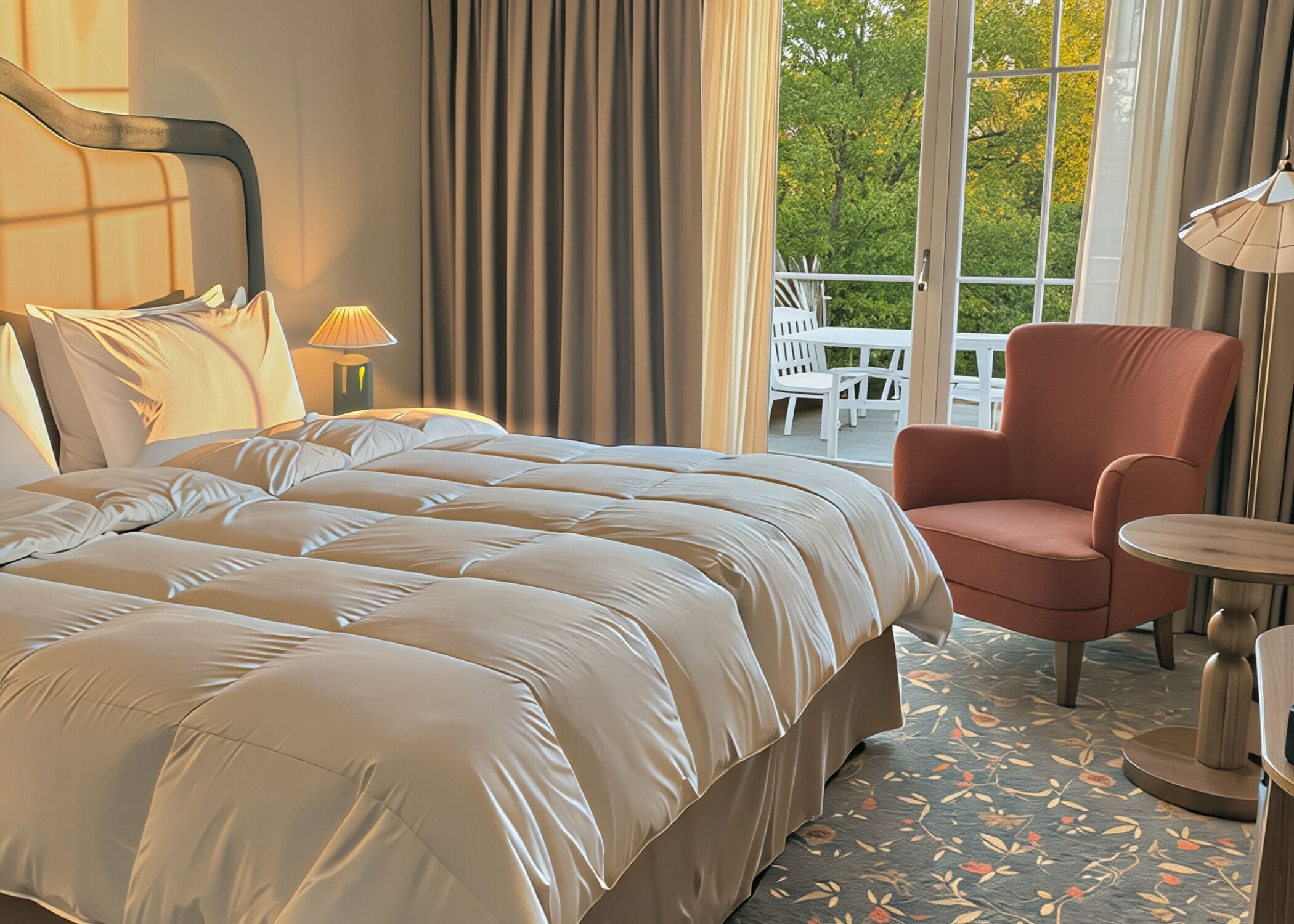 Pillowtop beds, blackout drapes, bed sheets