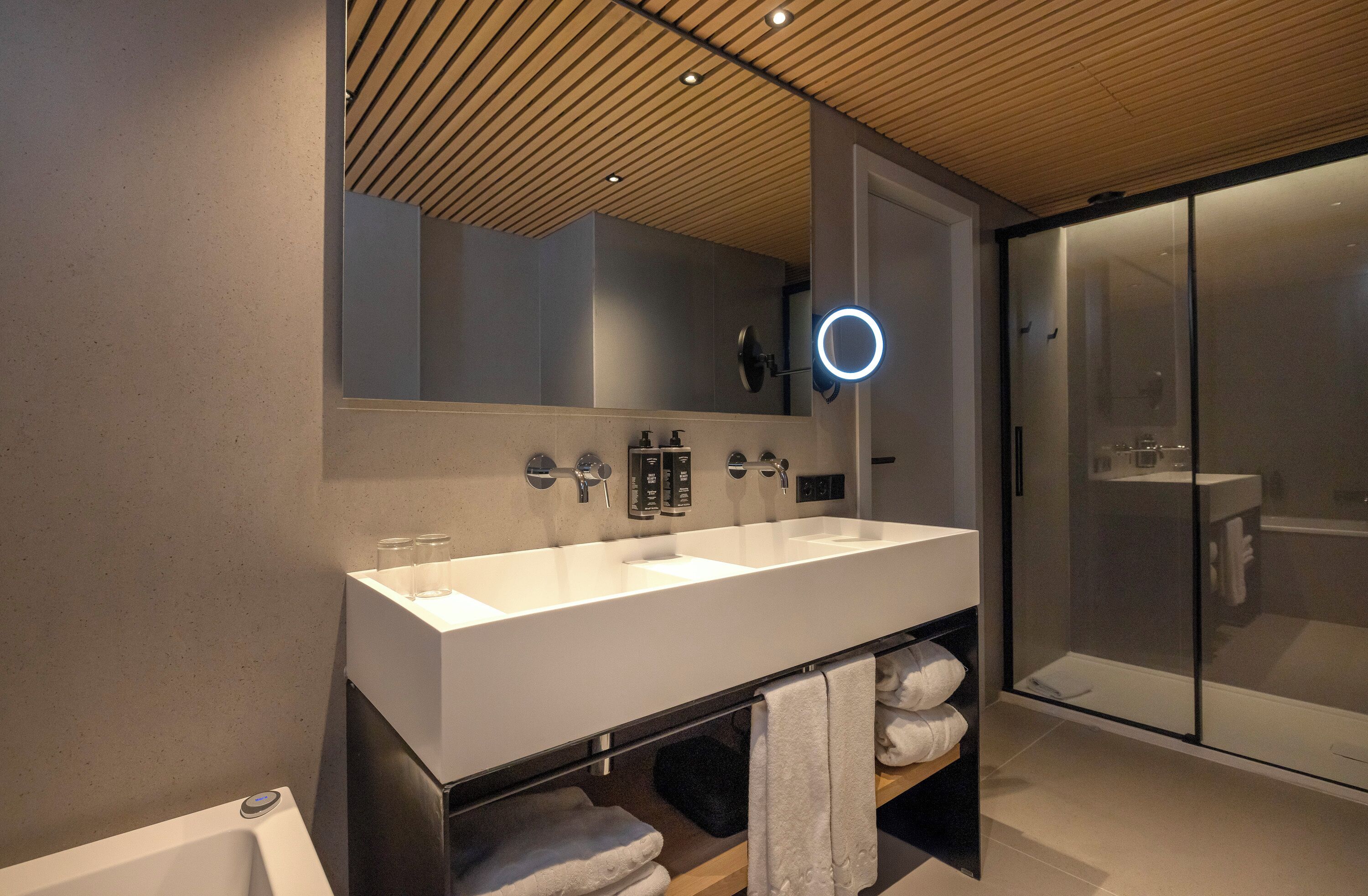 free toiletries, hair dryer, towels