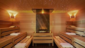 Sauna, steam room, body treatments, aromatherapy, hot stone massages