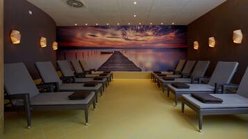 Sauna, steam room, body treatments, aromatherapy, hot stone massages