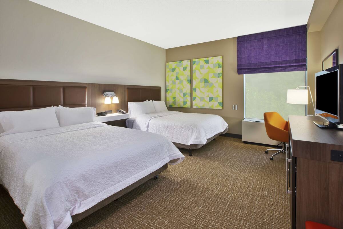 room, 2 queen beds, accessible (roll-in shower) | desk, soundproofing, iron/ironing board, free cots/infant beds