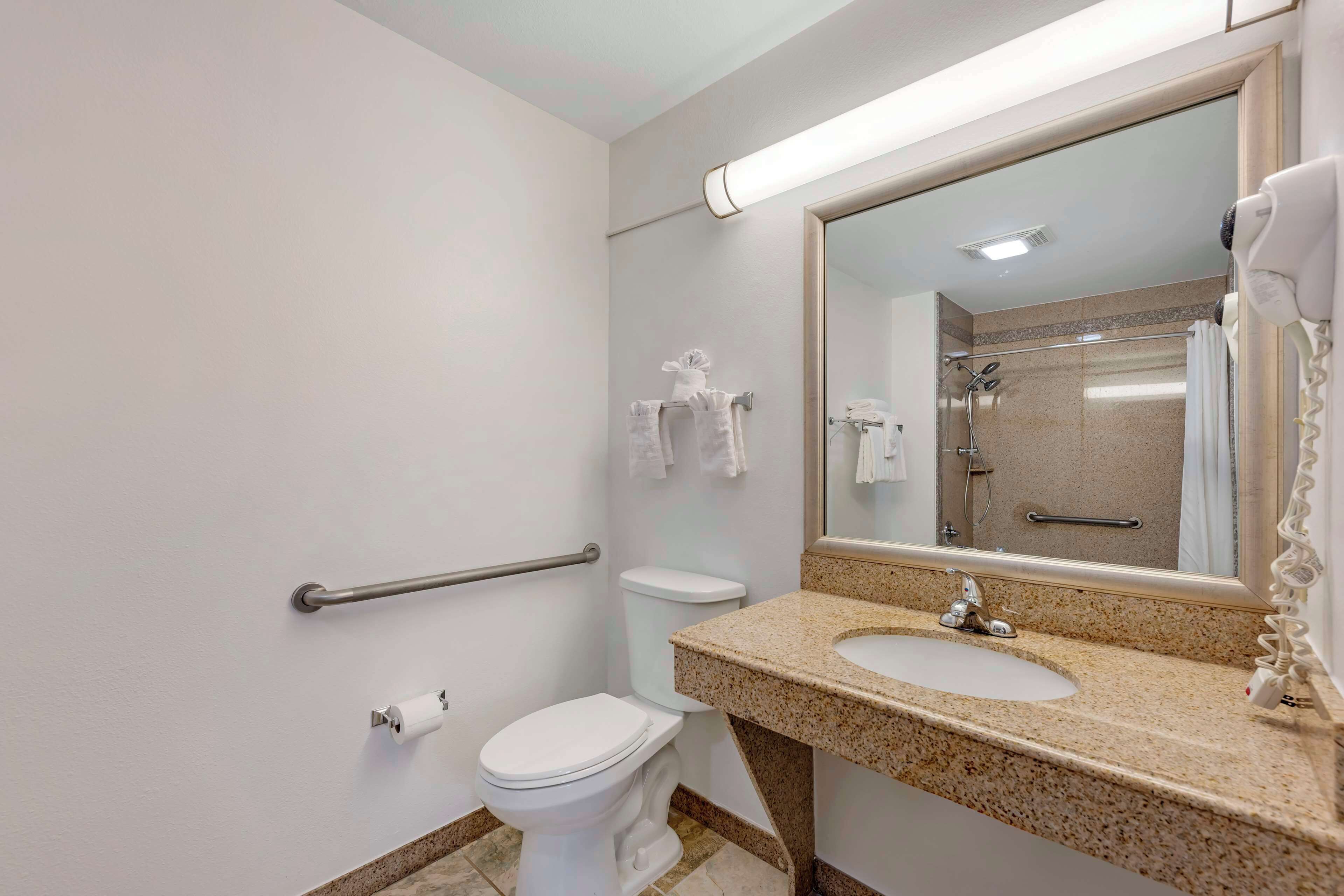 standard room, 2 queen beds, accessible, bathtub | bathroom | free toiletries, hair dryer, towels, soap