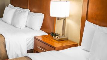 Desk, blackout drapes, iron/ironing board, free cribs/infant beds