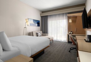 Premium bedding, pillowtop beds, desk, blackout drapes