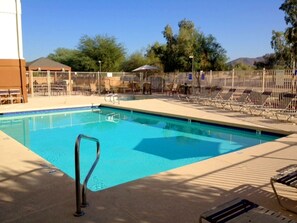 Outdoor pool, pool loungers