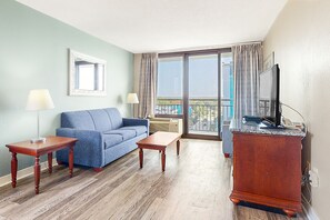 Condo, 1 Bedroom (Partial Ocean View 2 Queen) | Living area | Flat-screen TV - The Patricia Grand by Vacasa (Myrtle Beach)