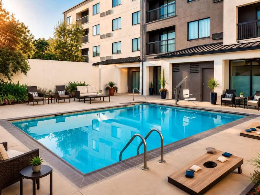 Una piscina al aire libre