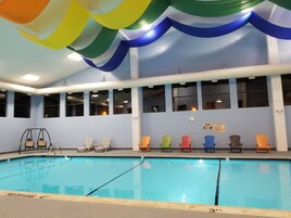 Indoor pool, open 7:00 AM to 9:00 PM, sun loungers