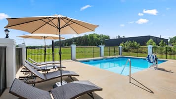 Seasonal outdoor pool, open 8:30 AM to 8:30 PM, sun loungers