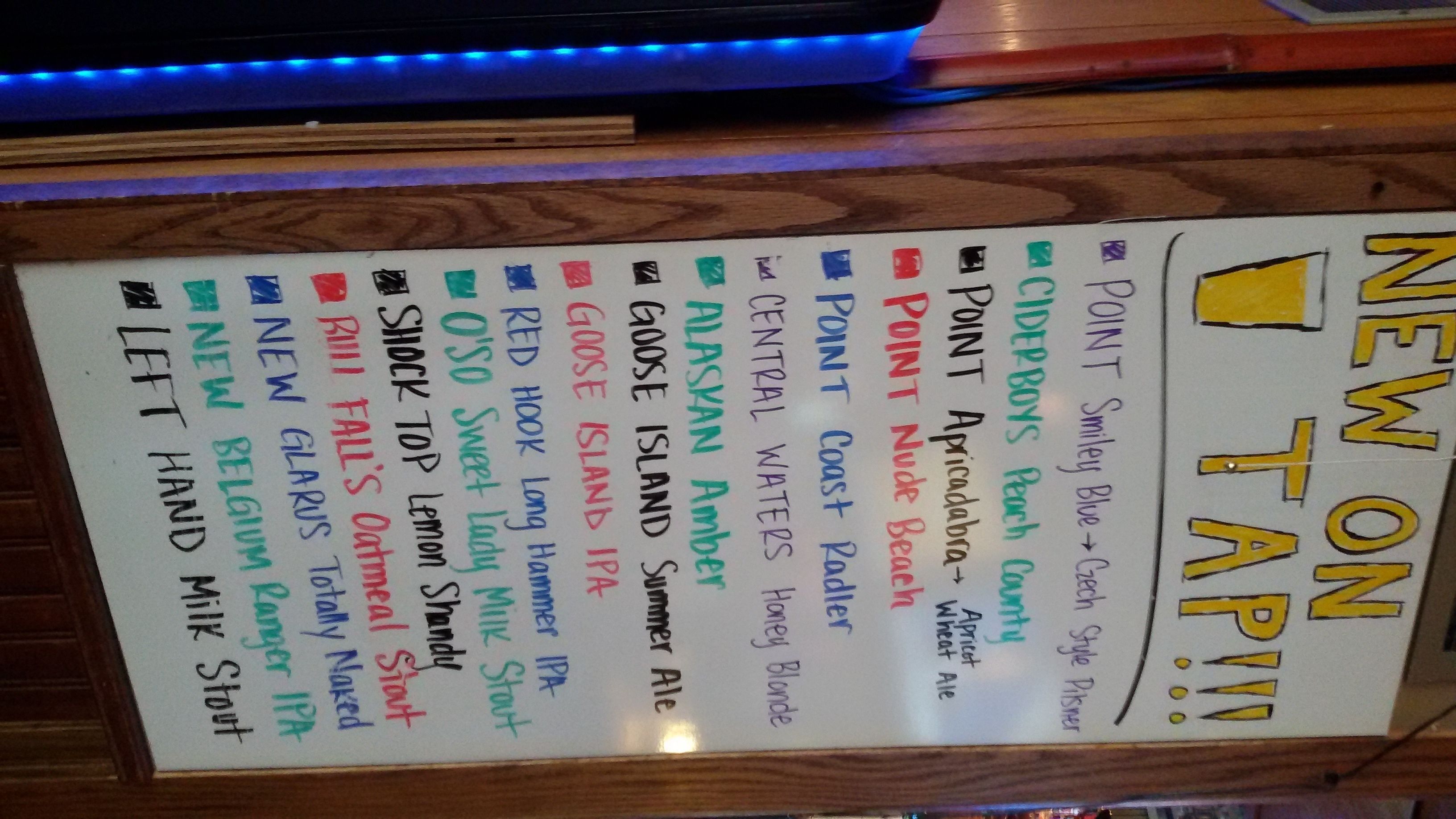 Un panel con diferentes opciones de cerveza.