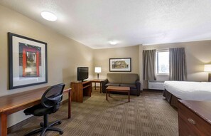 Pillow-top beds, desk, laptop workspace, blackout curtains