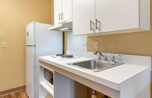 Studio, 1 Queen Bed, Accessible, Non Smoking | Private kitchen | Full-size fridge, microwave, stovetop, coffee/tea maker