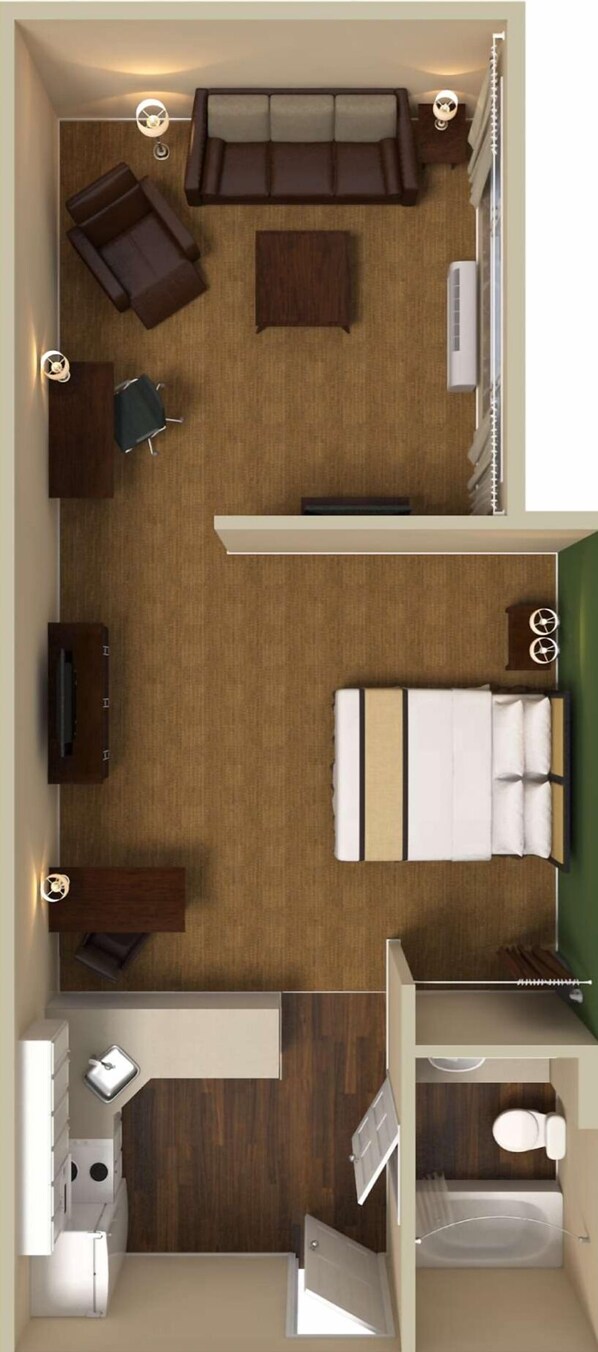 Desk, blackout curtains, iron/ironing board, free WiFi