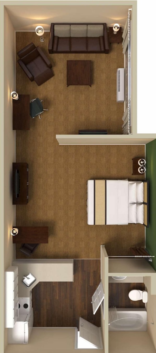 Desk, blackout curtains, iron/ironing board, free WiFi