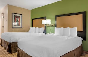 Studio, 2 Double Beds, Non Smoking | Pillowtop beds, desk, laptop workspace, blackout drapes