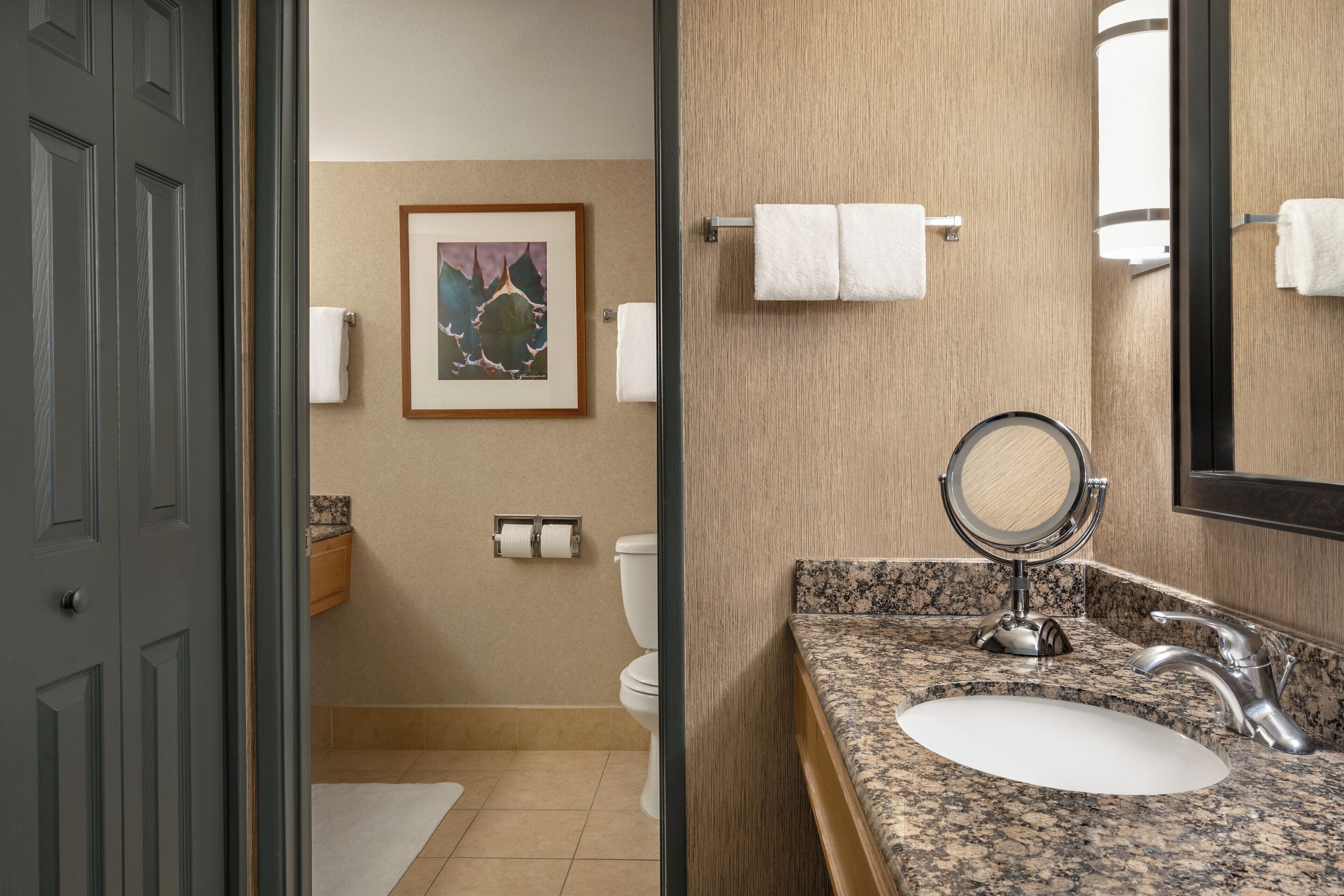 free toiletries, hair dryer, towels