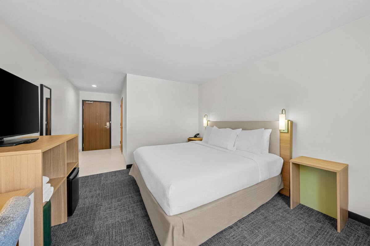 Room, 1 King Bed, Accessible, Bathtub (Mobility & Hearing) | Pillowtop beds, desk, laptop workspace, blackout drapes