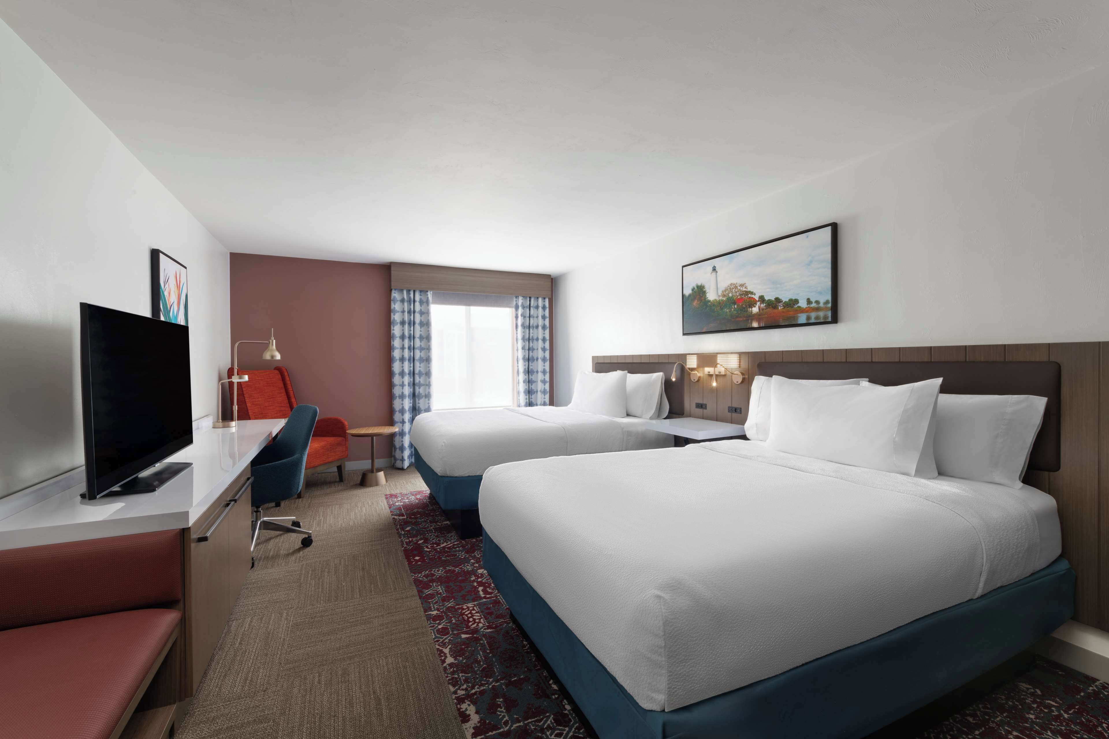 two queen beds | in-room safe, desk, blackout curtains, iron/ironing board