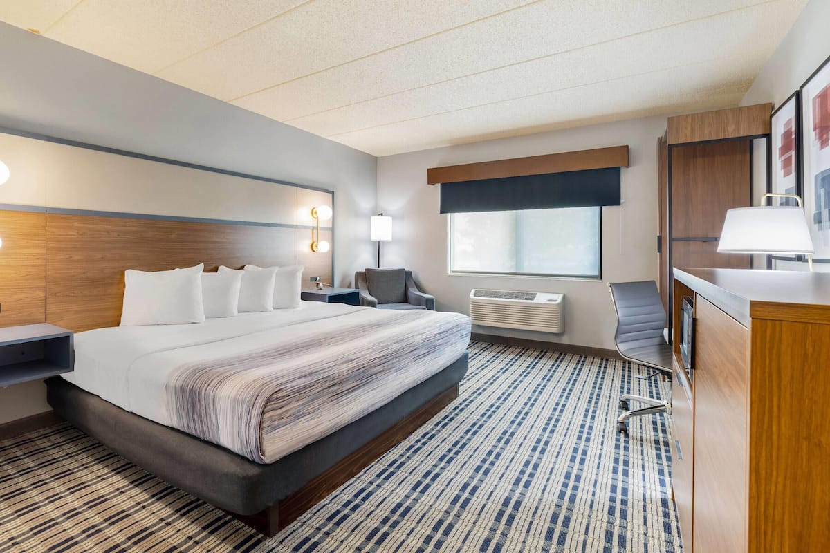 Room, 1 King Bed, Accessible, Non Smoking (Pet Friendly) | Desk, iron/ironing board, travel crib, free WiFi