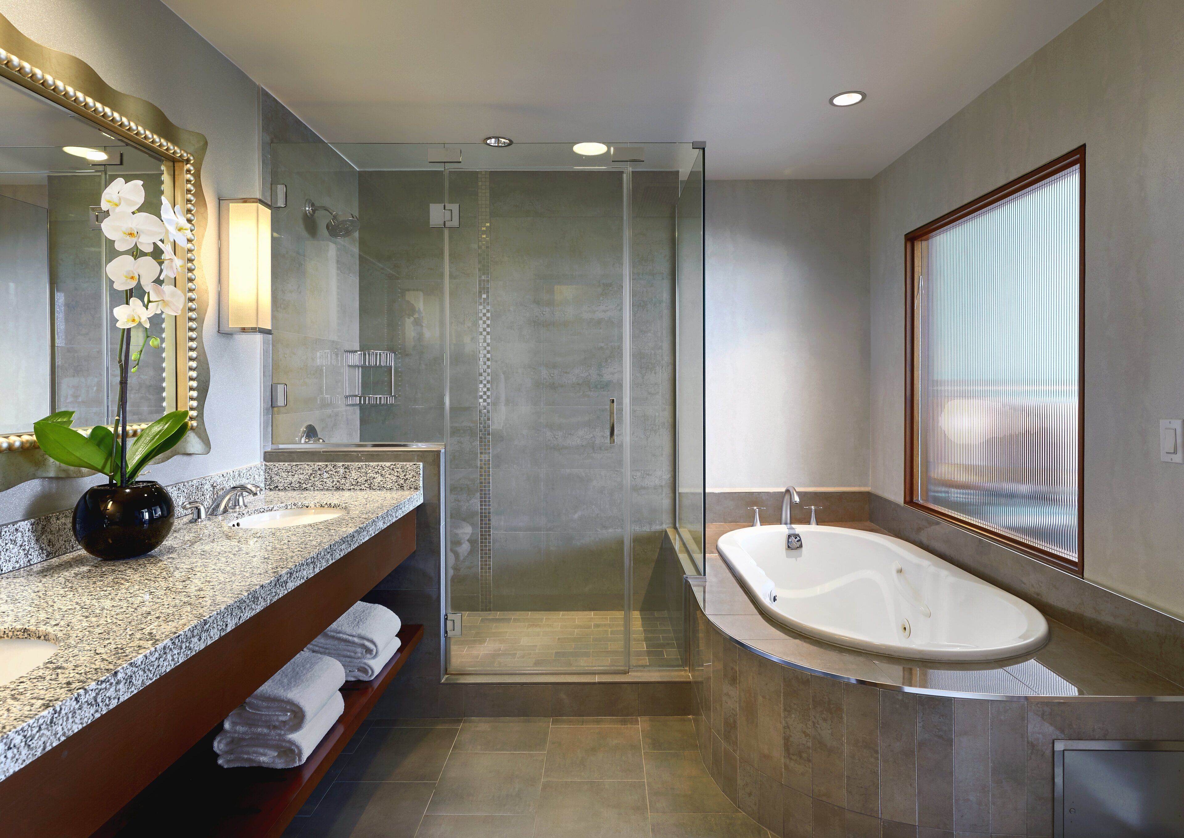 shower, free toiletries, hair dryer, bathrobes