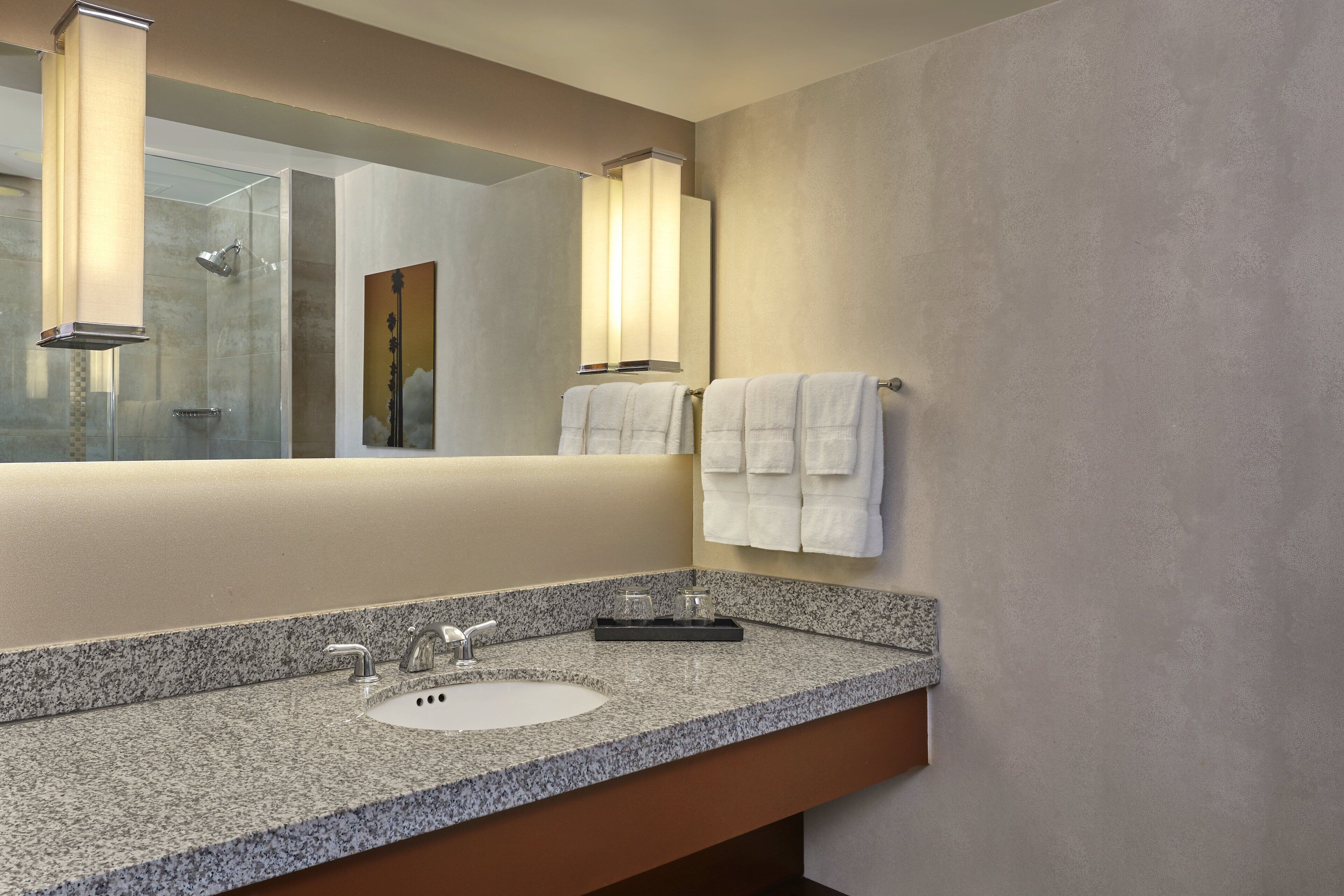 Shower, free toiletries, hair dryer, bathrobes
