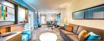 Premium bedding, blackout drapes, iron/ironing board