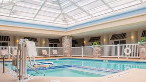 Indoor pool, open 10:00 AM to 11:00 PM, sun loungers