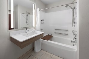 Standard Room, 2 Queen Beds | Bathroom | Combined shower/tub, free toiletries, hair dryer, towels