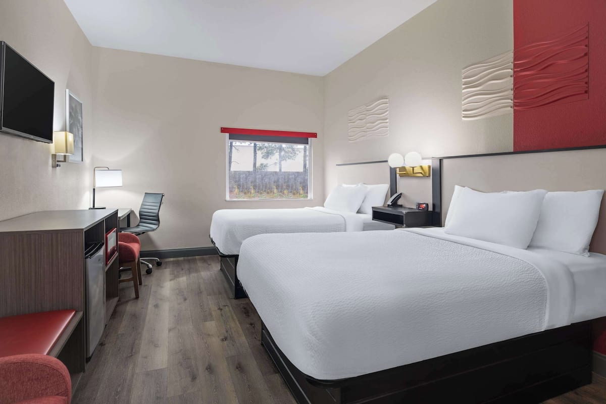 Room, 2 Double Beds, Non Smoking | In-room safe, desk, iron/ironing board, free cots/infant beds