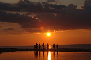 On the beach, free beach shuttle