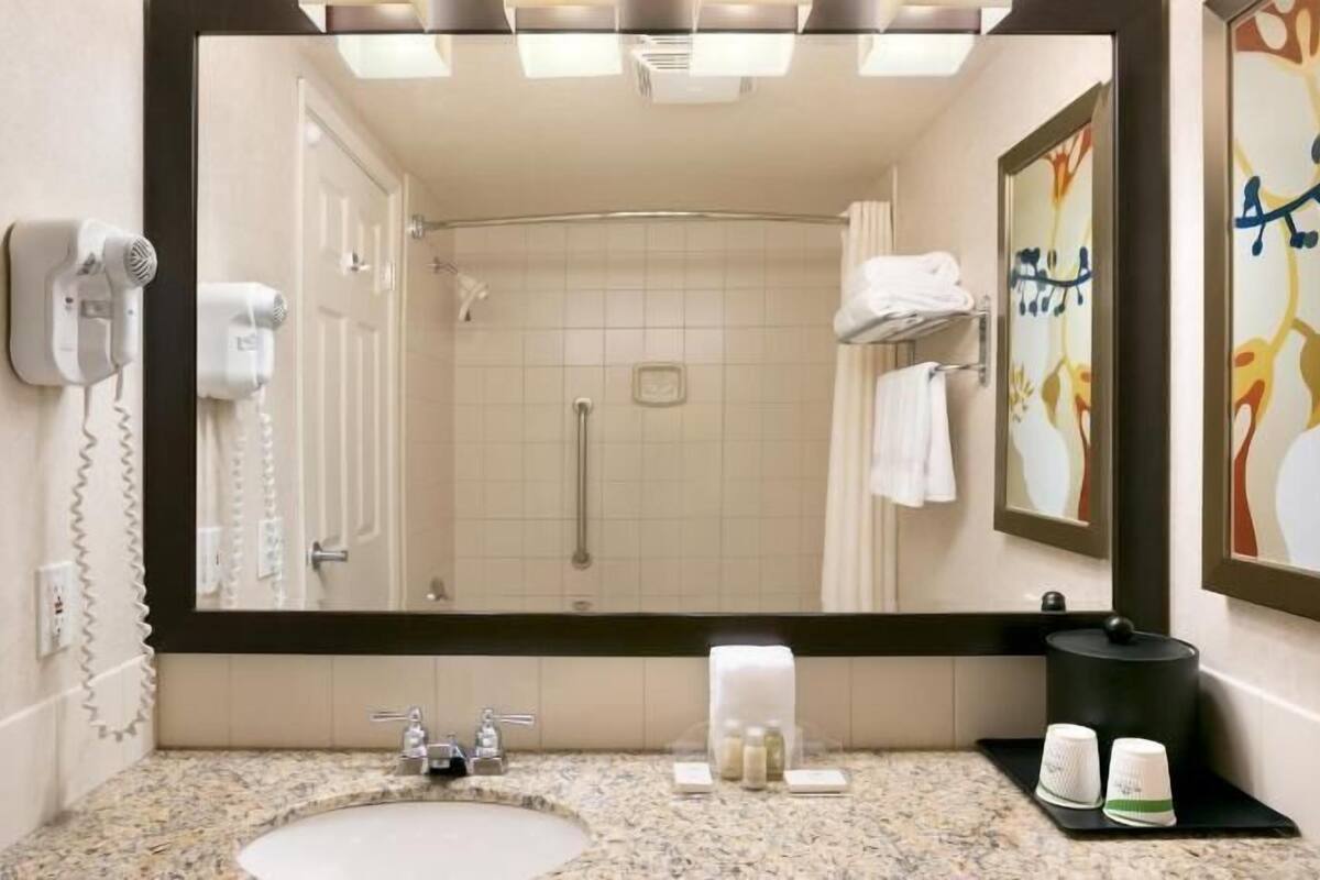 Bathroom | Free toiletries, hair dryer, towels, soap