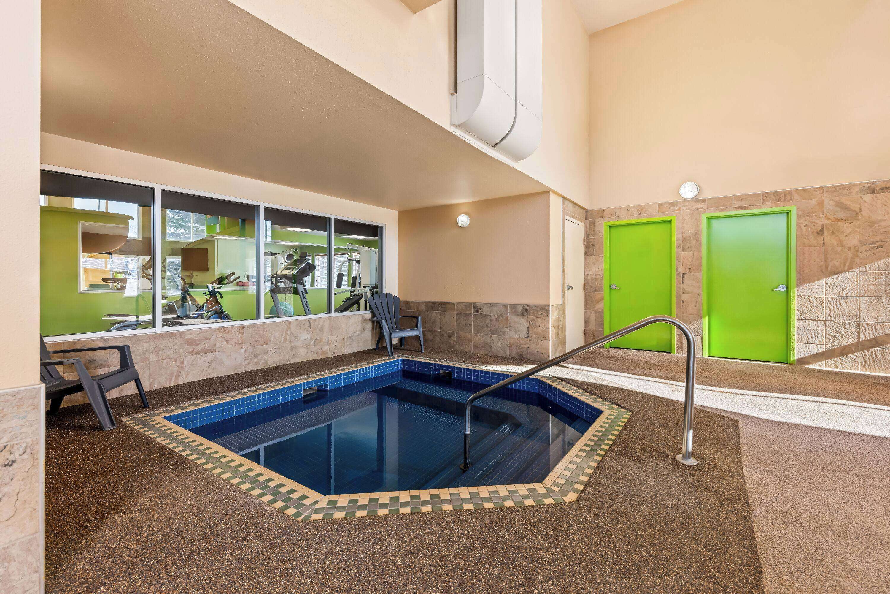 indoor pool, open 6:00 am to 9:00 pm, pool loungers