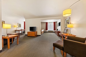 Jr. Executive Suite, King Bed, Non Smoking | Living area | 42-inch LED TV with cable channels, TV, pay films