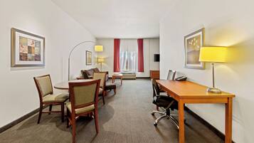 Jetted Tub Suite, King Bed, Kitchenette, Non Smoking | Living area | 42-inch LED TV with cable channels, TV, pay movies