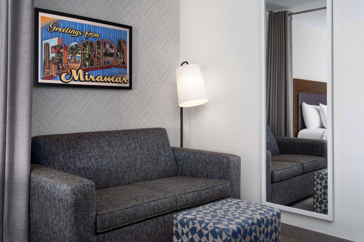 32-inch TV with premium channels, video-game console