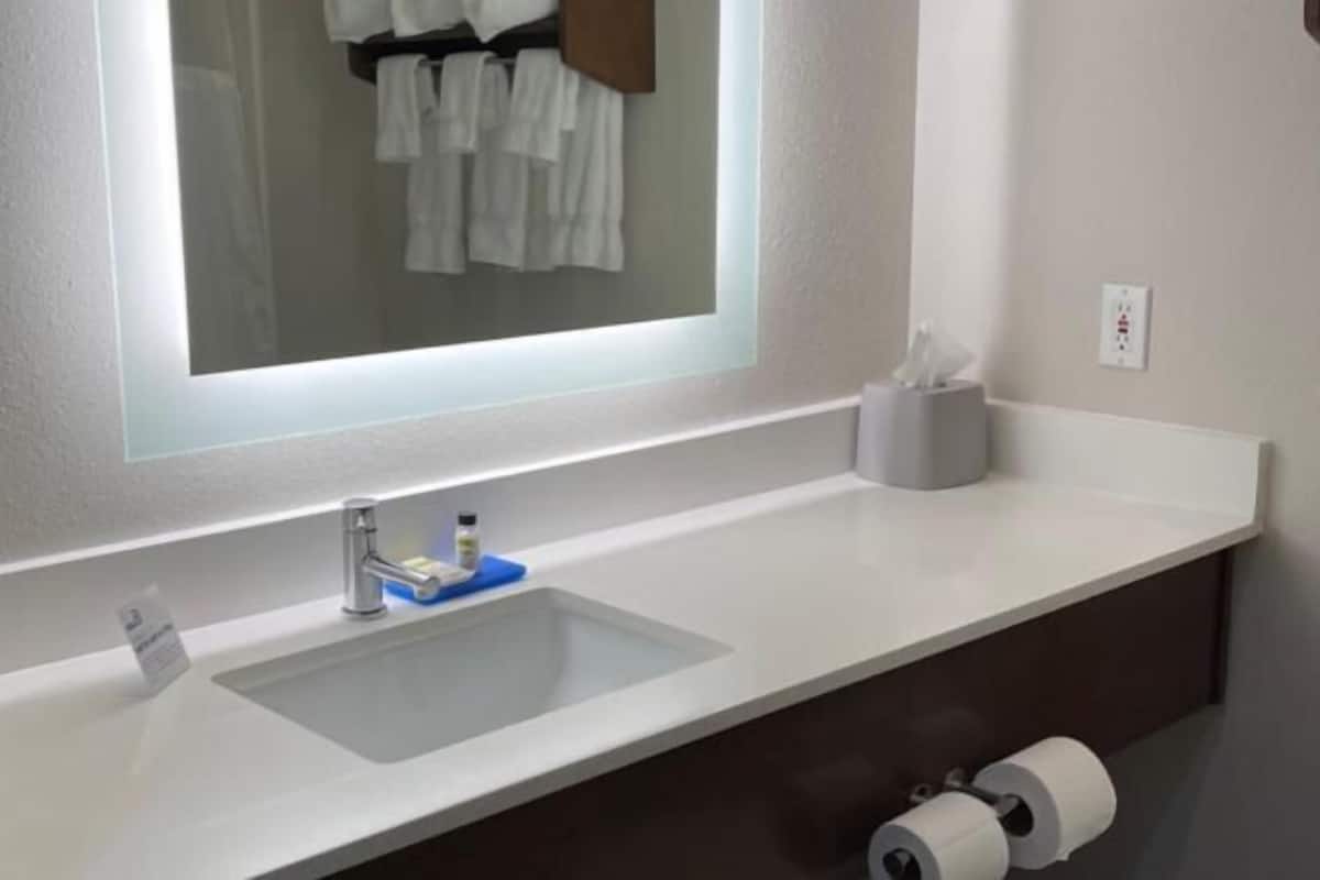 Bathroom | Combined shower/tub, hydromassage showerhead, free toiletries