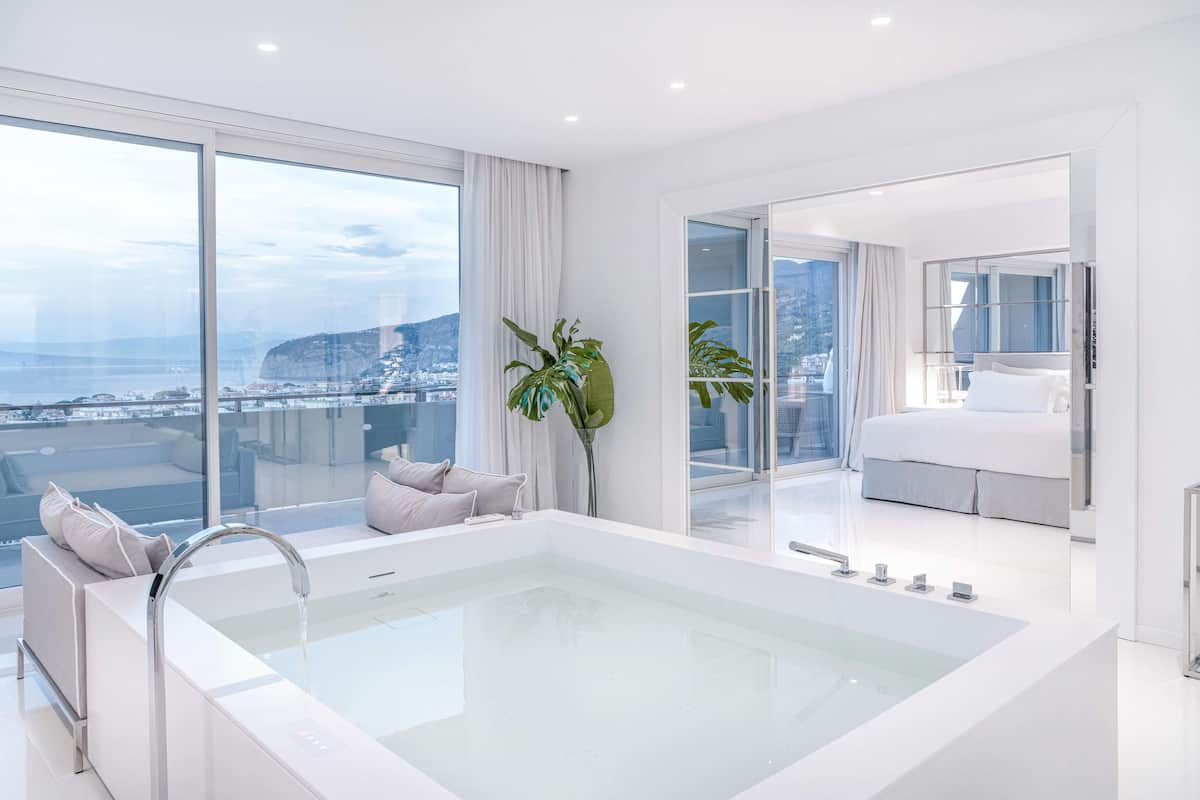 suite, 1 king bed (surya) | bathroom | combined shower/bathtub, free toiletries, hair dryer, bidet