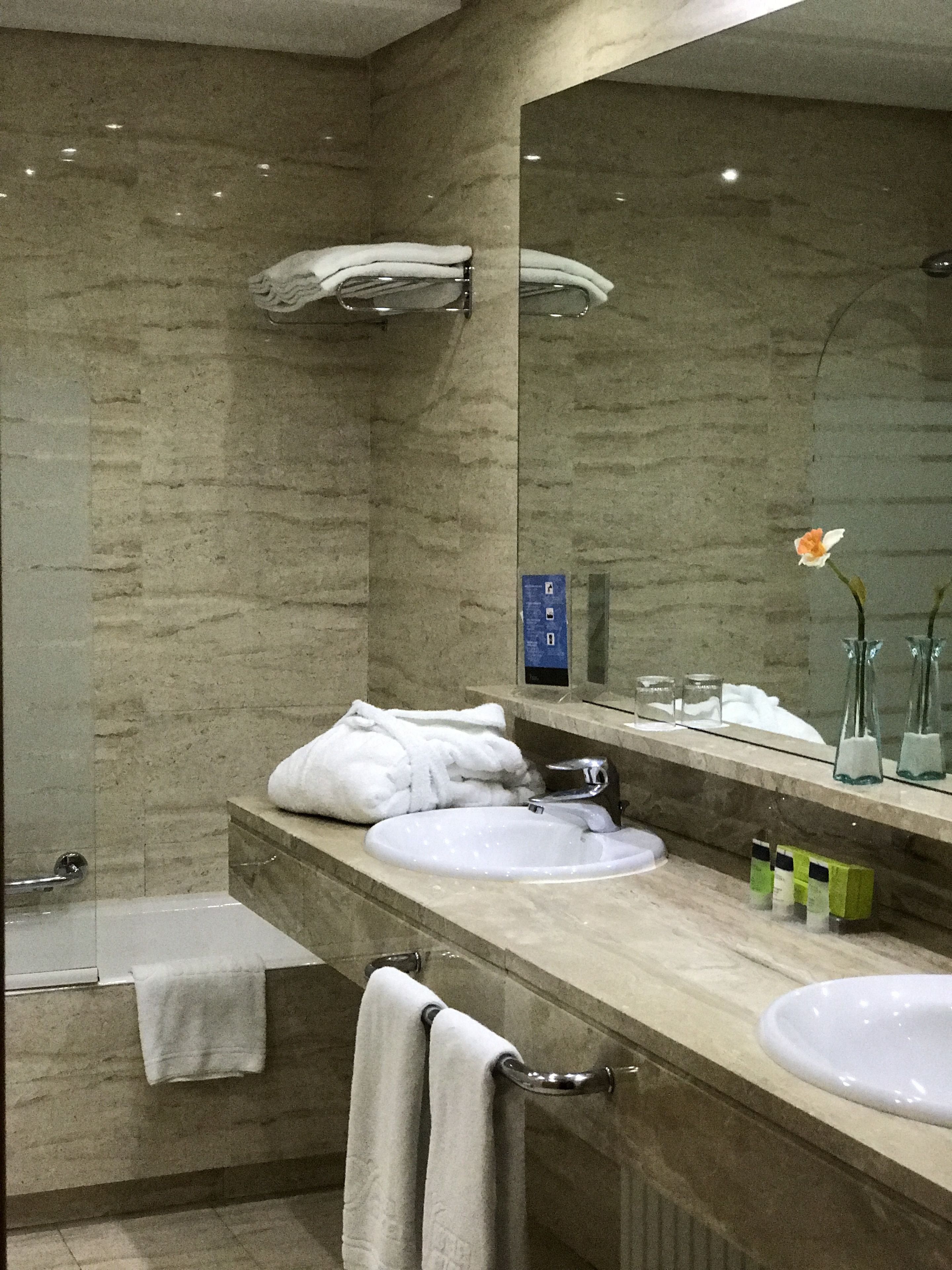 free toiletries, hair dryer, towels