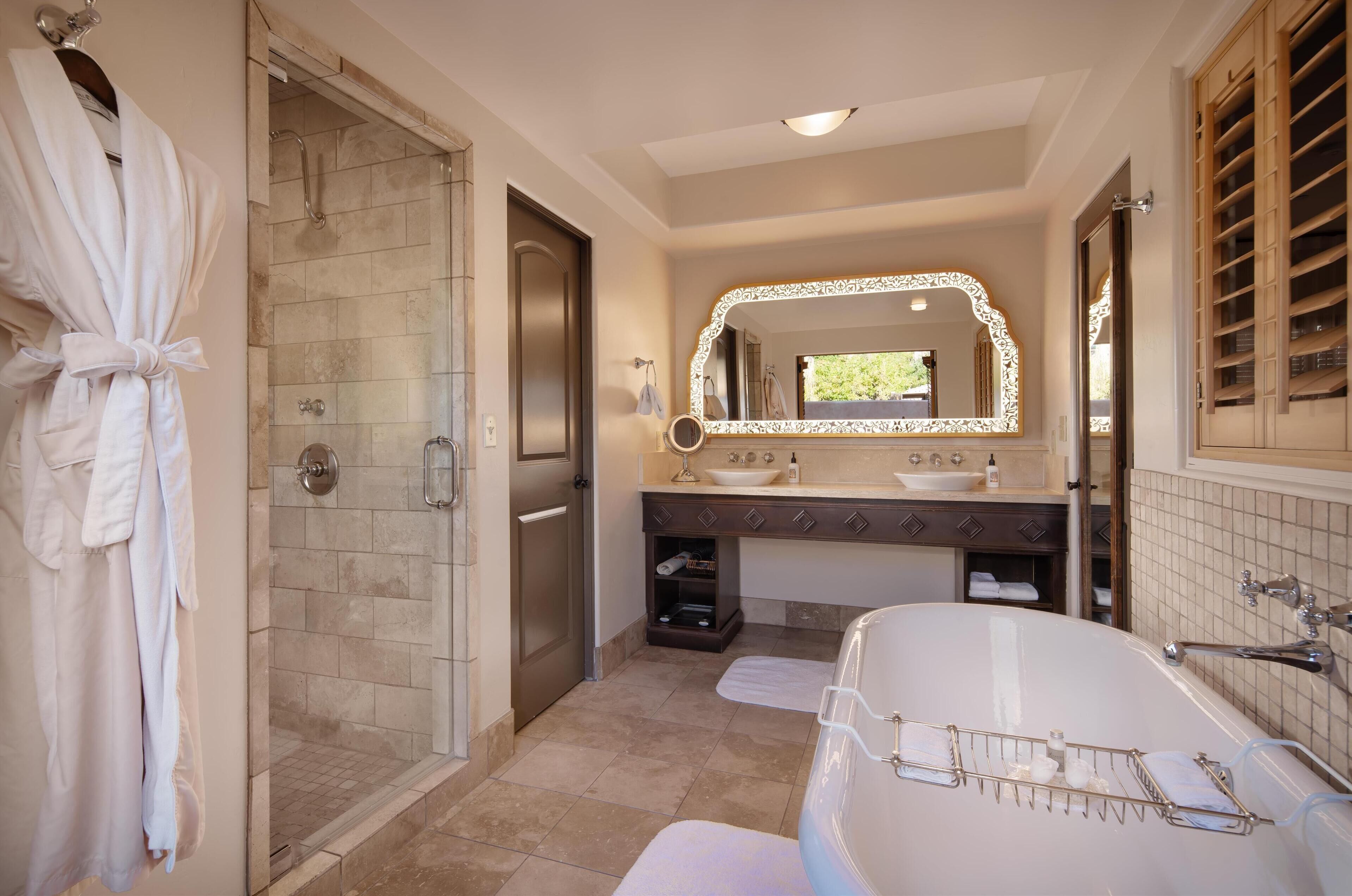 villa (montavista) | bathroom | designer toiletries, hair dryer, bathrobes, towels