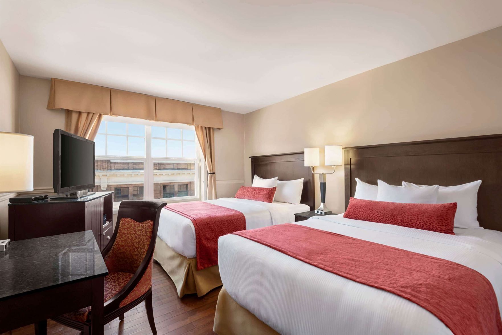 Premium bedding, pillowtop beds, in-room safe, desk