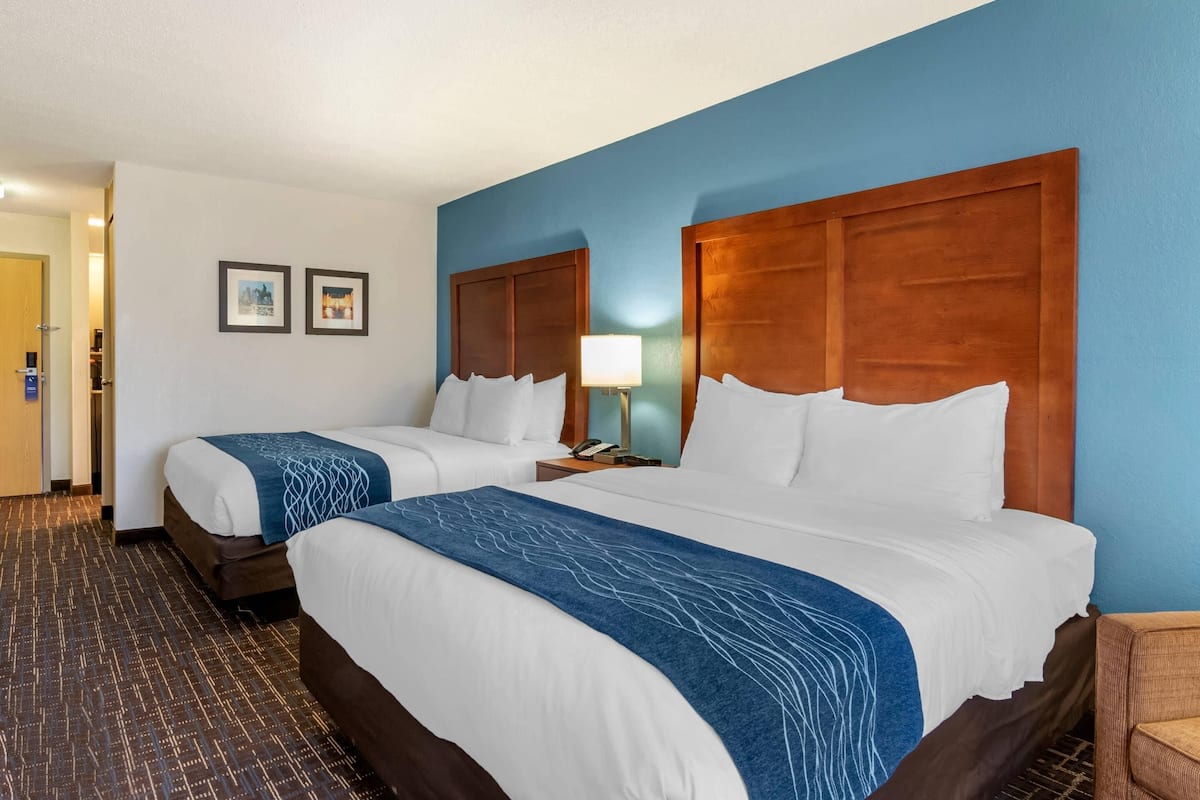 Standard Room, 2 Queen Beds, Non Smoking | In-room safe, desk, iron/ironing board, cribs (free)