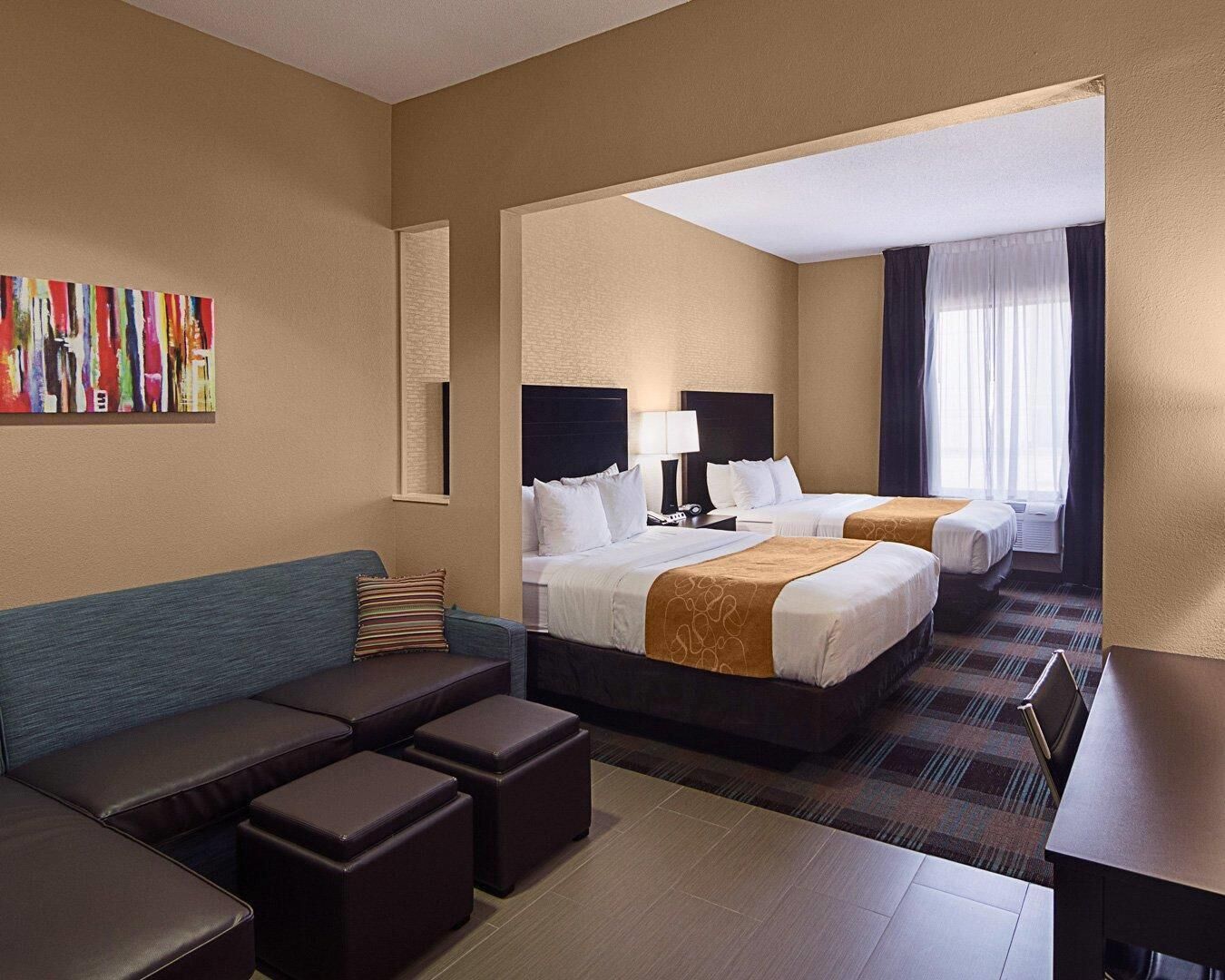 Suite, 2 Queen Beds, Non Smoking | Desk, iron/ironing board, cribs/infant beds, free WiFi