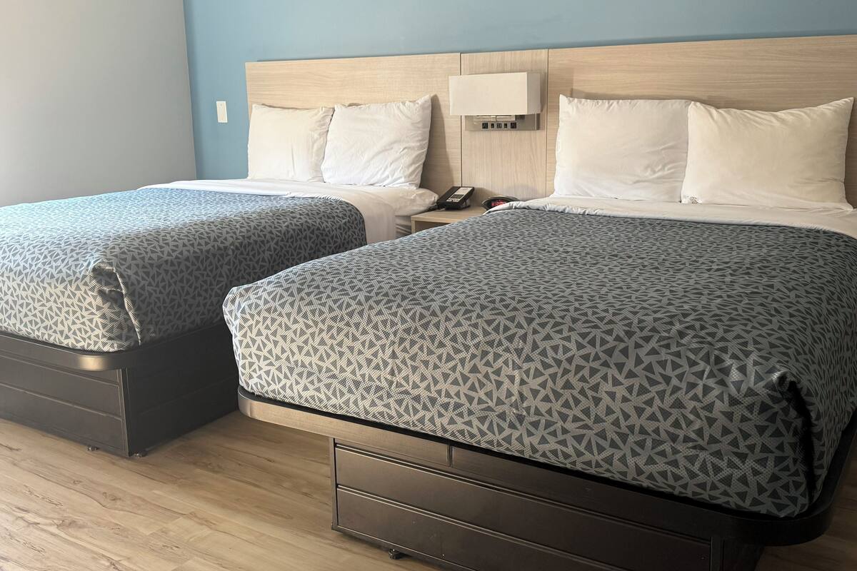 Room, 2 Double Beds, Non Smoking (Efficiency) | Desk, iron/ironing board, free WiFi, bed sheets