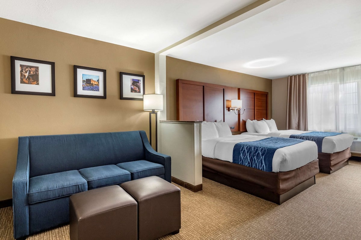 Suite, 2 Queen Beds, Non Smoking | Pillowtop beds, desk, laptop workspace, blackout drapes