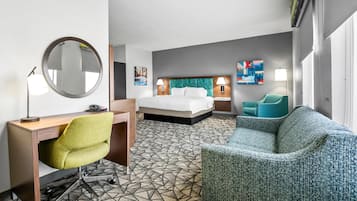 Suite, 1 King Bed, Non Smoking | Living area | 32-inch LCD TV with premium channels, TV, pay movies