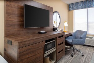 Desk, blackout drapes, iron/ironing board, free cribs/infant beds