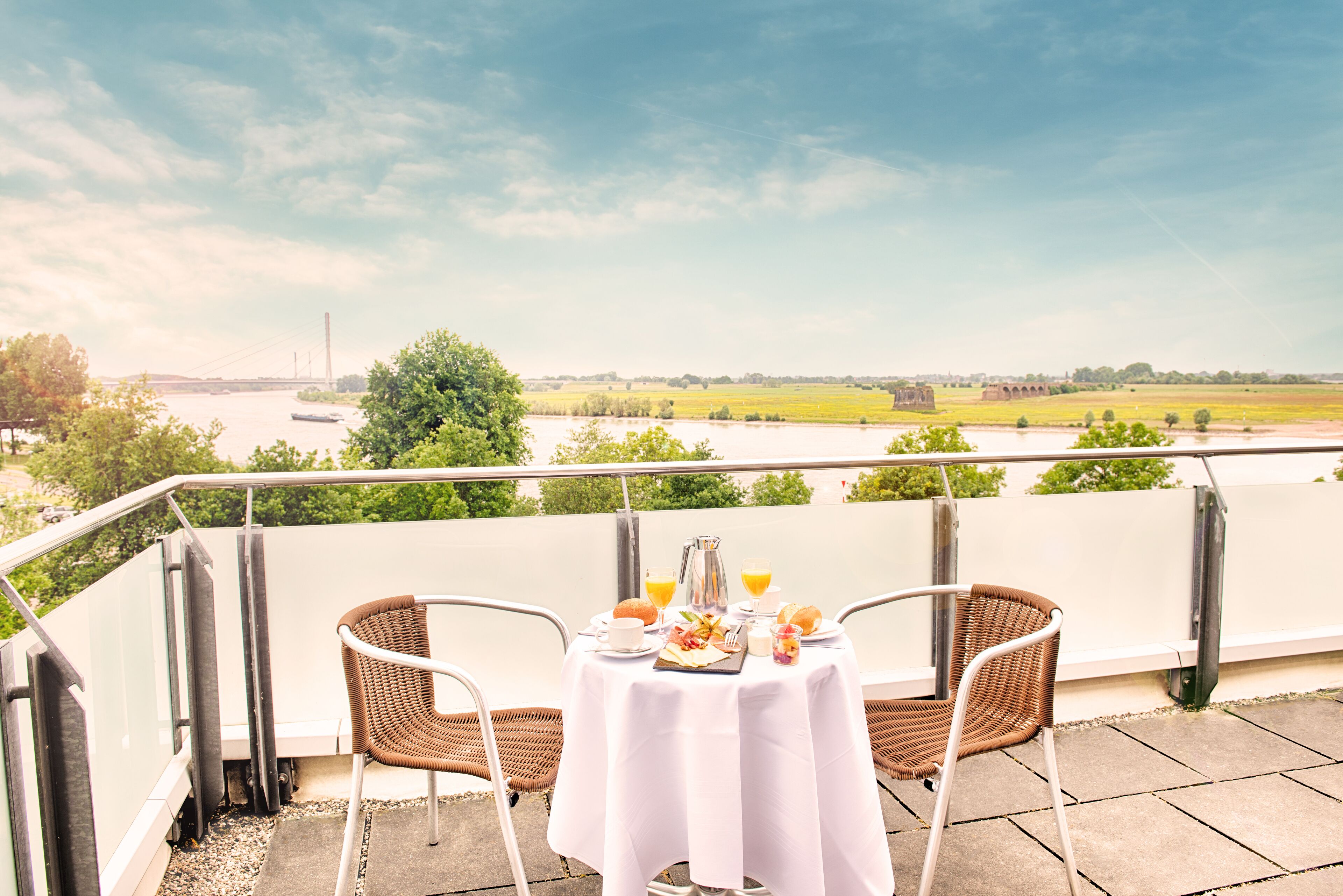 deluxe suite, river view | terrace/patio