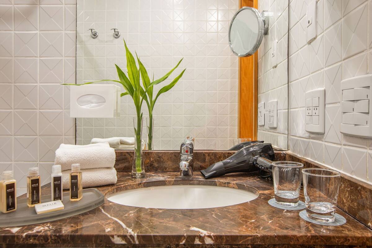 Bathroom | Shower, free toiletries, hair dryer, towels