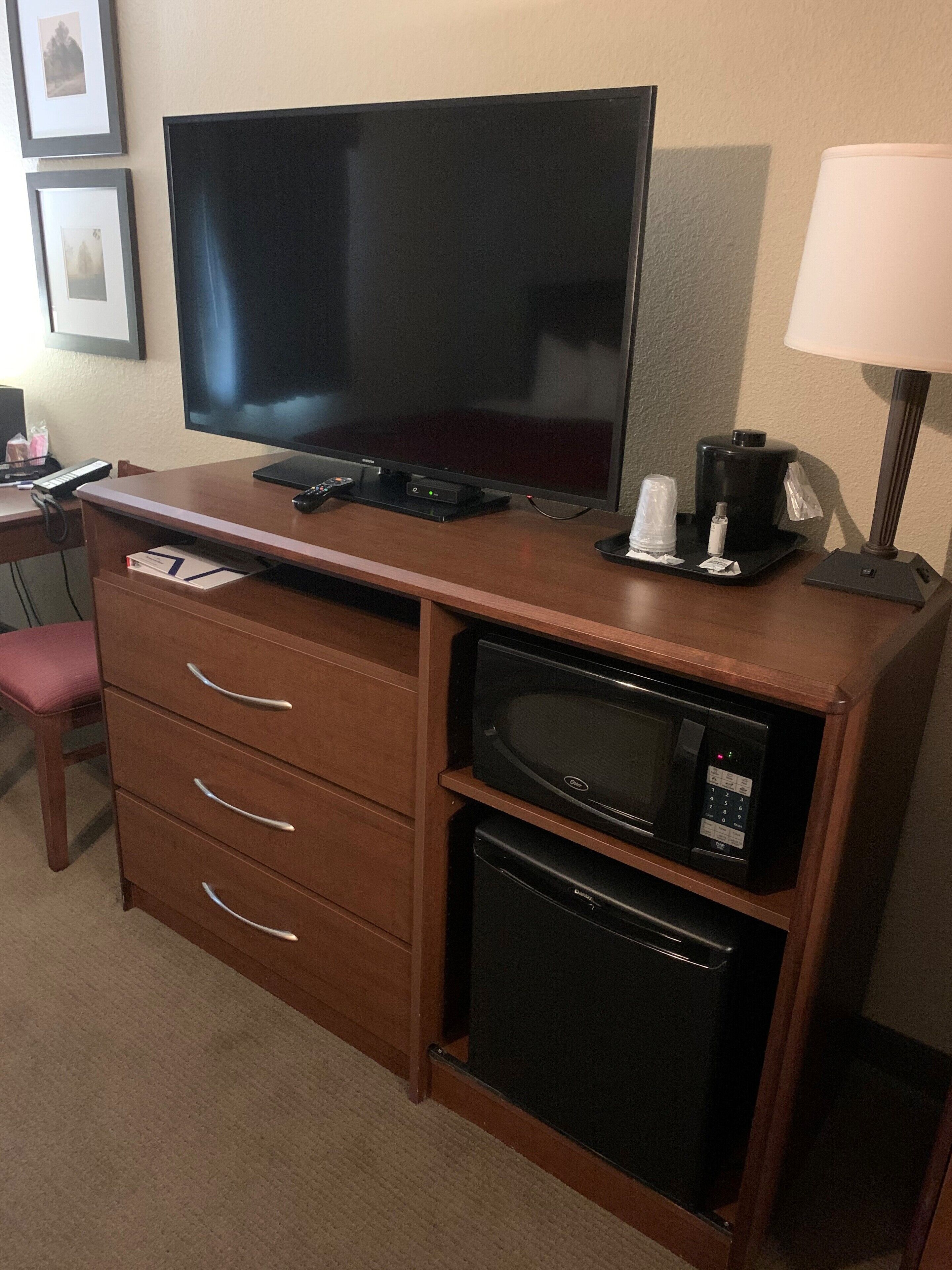 desk, blackout curtains, iron/ironing board, free cots/infant beds