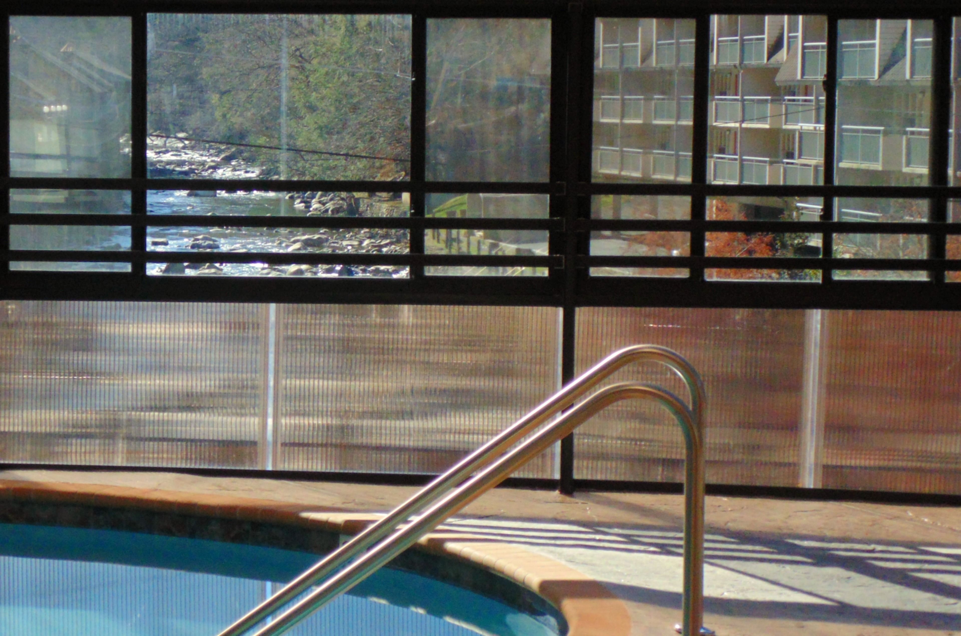 indoor pool, pool loungers